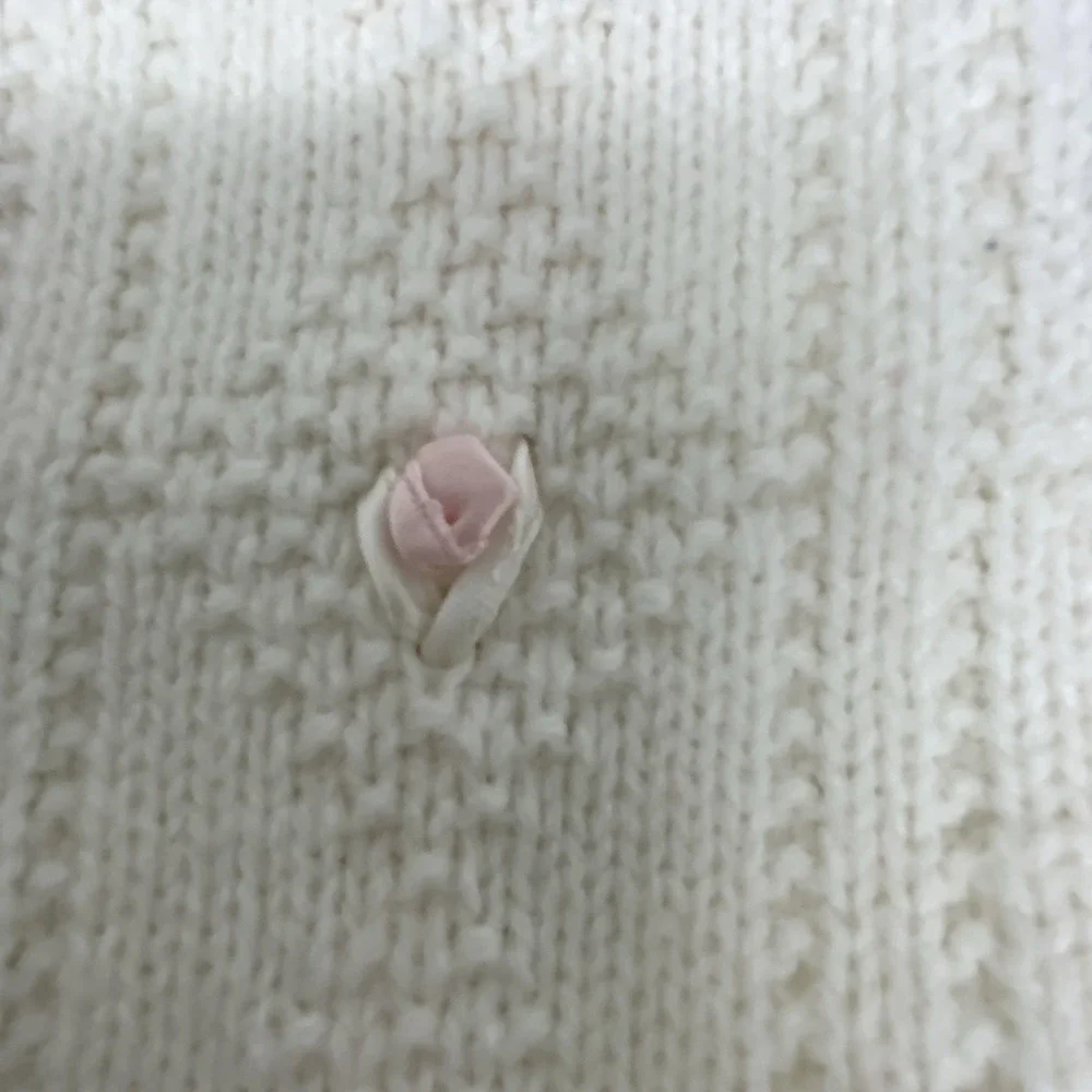 Vintage Julius Berger Baby Sweater Size ? 18-24 Months Cardigan Satin Roses READ